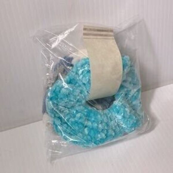 Fuzzy Chenille Scrunchies Camouflage Camo Blue Gray White and Teal NEW Set of 2 - Picture 7 of 8